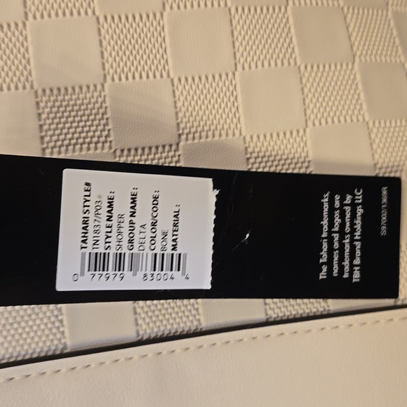 2 Piece Tahari White Checkered Tote Bag With Purse Bag NWT - Picture 5 of 11